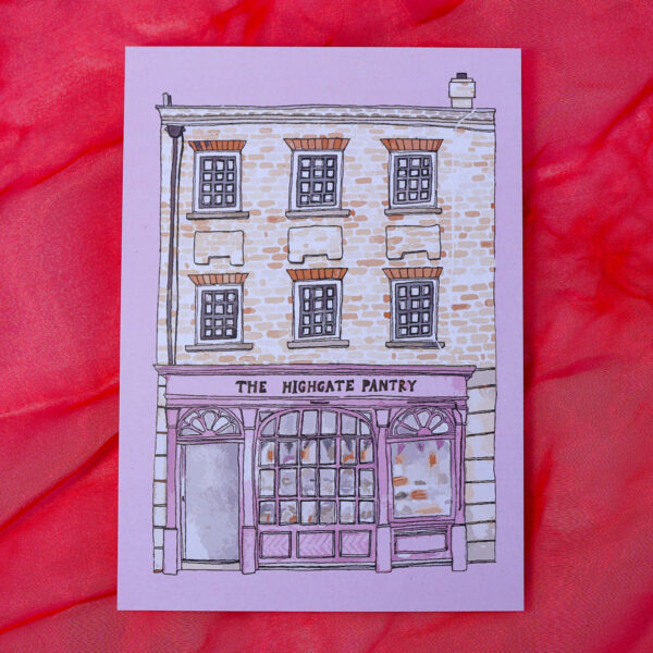 The Little Pink Pantry, Highgate Pantry, A4 illustration Postcard
