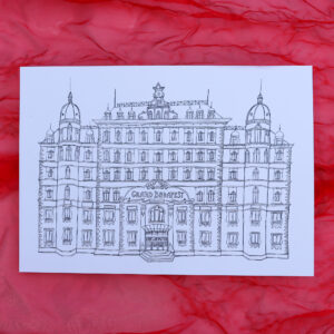 Grand Budapest Hotel line art illustration A4 print