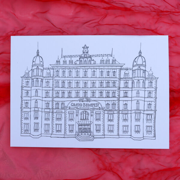 Grand Budapest Hotel line art illustration A4 print