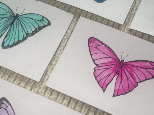 hand-painted butterfly postcards by Emma Holmes